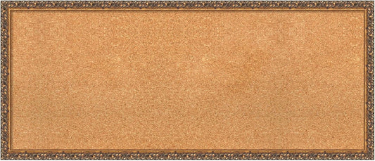 Amanti Art Natural Cork Board for Wall, 18x42 Vision Board with Bronze Frame, Large Corkboard Office Decor for Home Organization, Traditional Corkboard Pinboard to Display Items for Home Organization