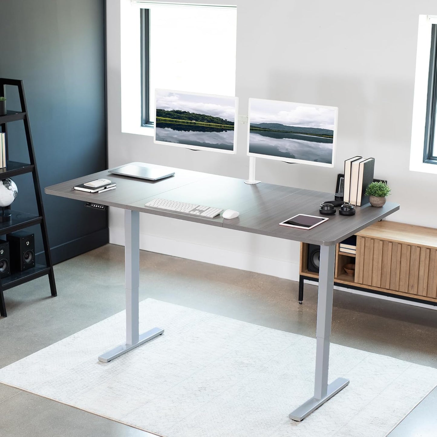 VIVO Electric 71 x 36 in Standing Desk, Memory Height Adjustment, 1B Series, Dark Gray Top Gray Frame, DESK-KIT-1G7G-36