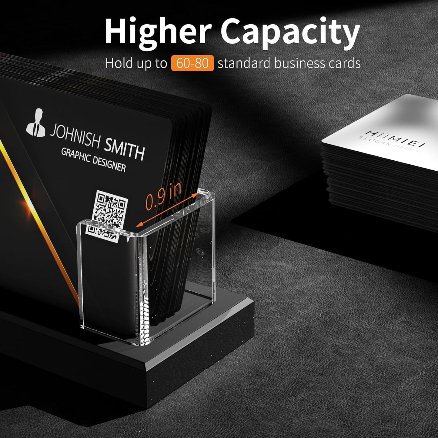 HIIMIEI Business Card Holder Acrylic: 6 Pack Business Card Display for Desk - Clear Business Card Stand for Office Reception Event Conference Room Desktop