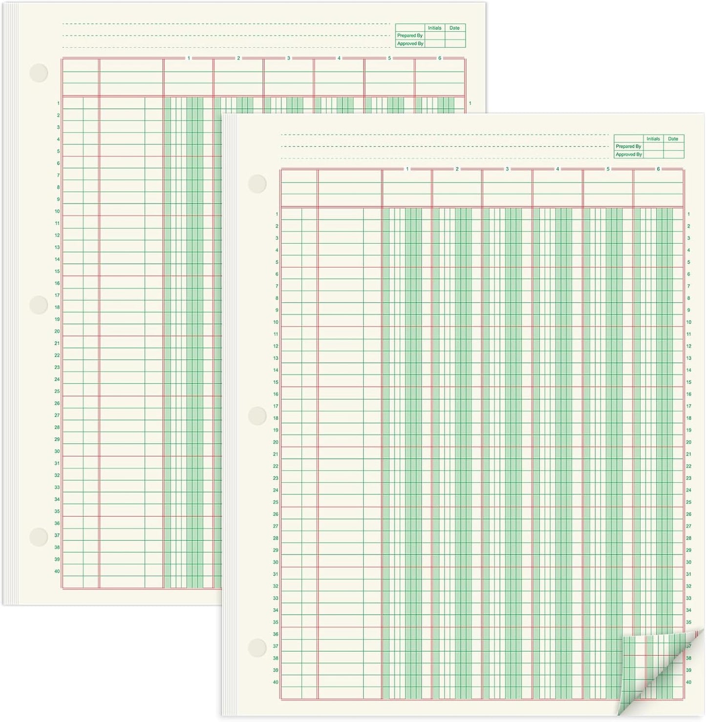 gisgfim 2 Pads 100 Sheets Columnar Analysis Pad 3 Hole Punch Accounting Ledger Book 8-1/2 x 11 Ledger Paper Pad Double Page Format Columnar Pads for Business Bookkeeping & Data(6 Column Ledger)