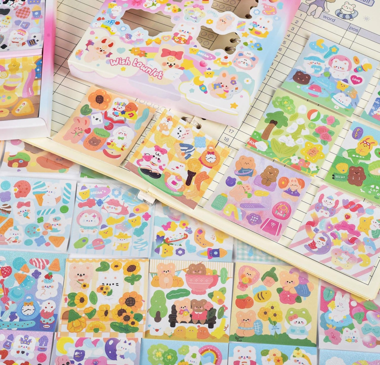 Kawaii PVC Animals Scrapbook Stickers,EAMOTOL 800 PCS/100 Sheets Cute Ducks Bear Bunny Dog Clipping Sticker for Journaling Laptop Planners Scrapbooking Diary Album Notebook Handbook Calendar DIY Craft