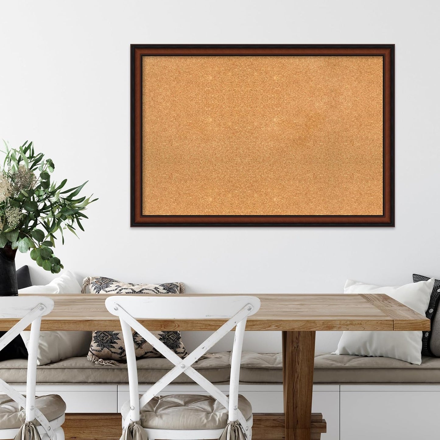 Amanti Art Natural Cork Board for Wall, 27x39 Vision Board with Brown Wood Frame, Large Corkboard Office Decor for Home Organization, Traditional Corkboard Pinboard to display items for home