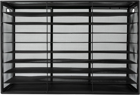 Metal Literature Organizer, File Sorter Paper Organizer Storage Holder 27 Slots Desktop File Organizer Mail Storage Rack Student Mailboxes for Classroom(27-Slot Metal)