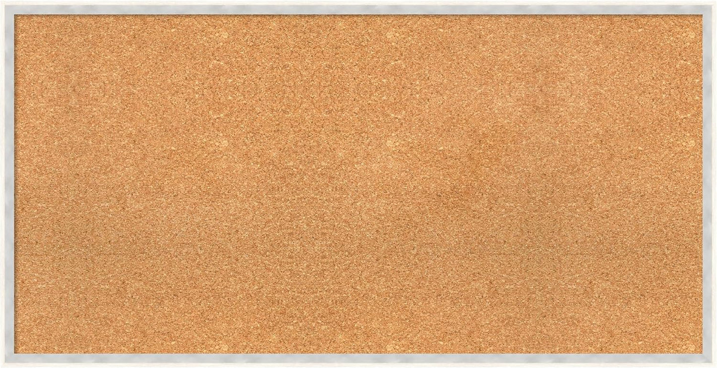 Amanti Art Natural Cork Board for Wall, 21x41 Vision Board with White Frame, Large Corkboard Office Decor for Home Organization, Modern Corkboard Pinboard to Display Items for Home Organization in