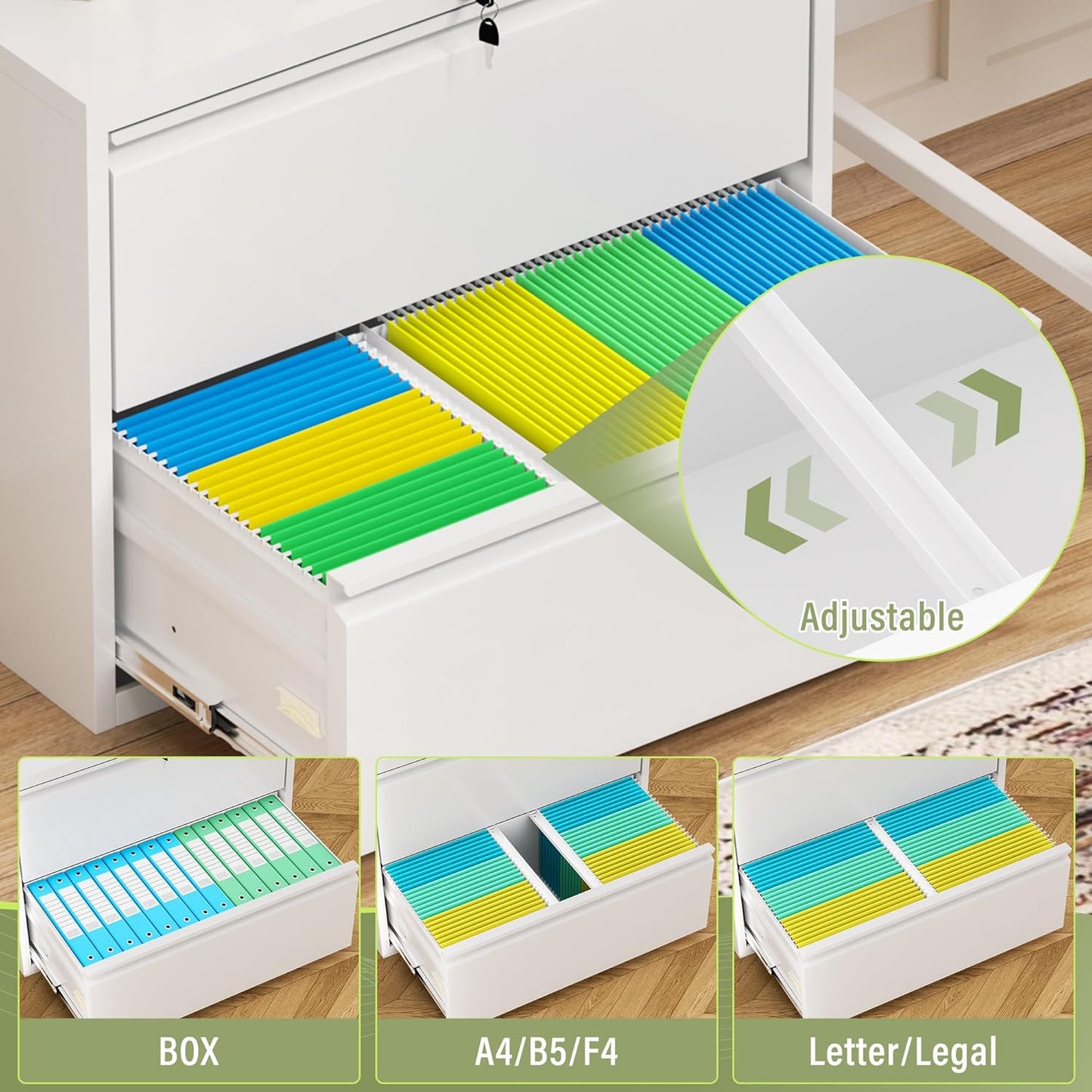 Incbruce Lateral File Cabinet with Lock, 28" W 2 Drawer Filing cabinets for Home Office Home, Office, Fit A4/F4/Letter/Legal File, Under Desk Filing Cabinet (White)