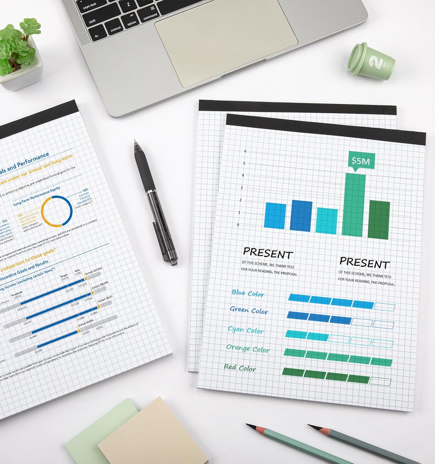 Graph Paper Notebook, 8 Pack, 8.5 x 11 Grid Paper, 4x4 Graph Ruled, 50 Sheets per Pad, Easy-Tear Perforations, 8.5 x 11 Cardboard Backing, for Math, Drafting, Drawing, Engineering