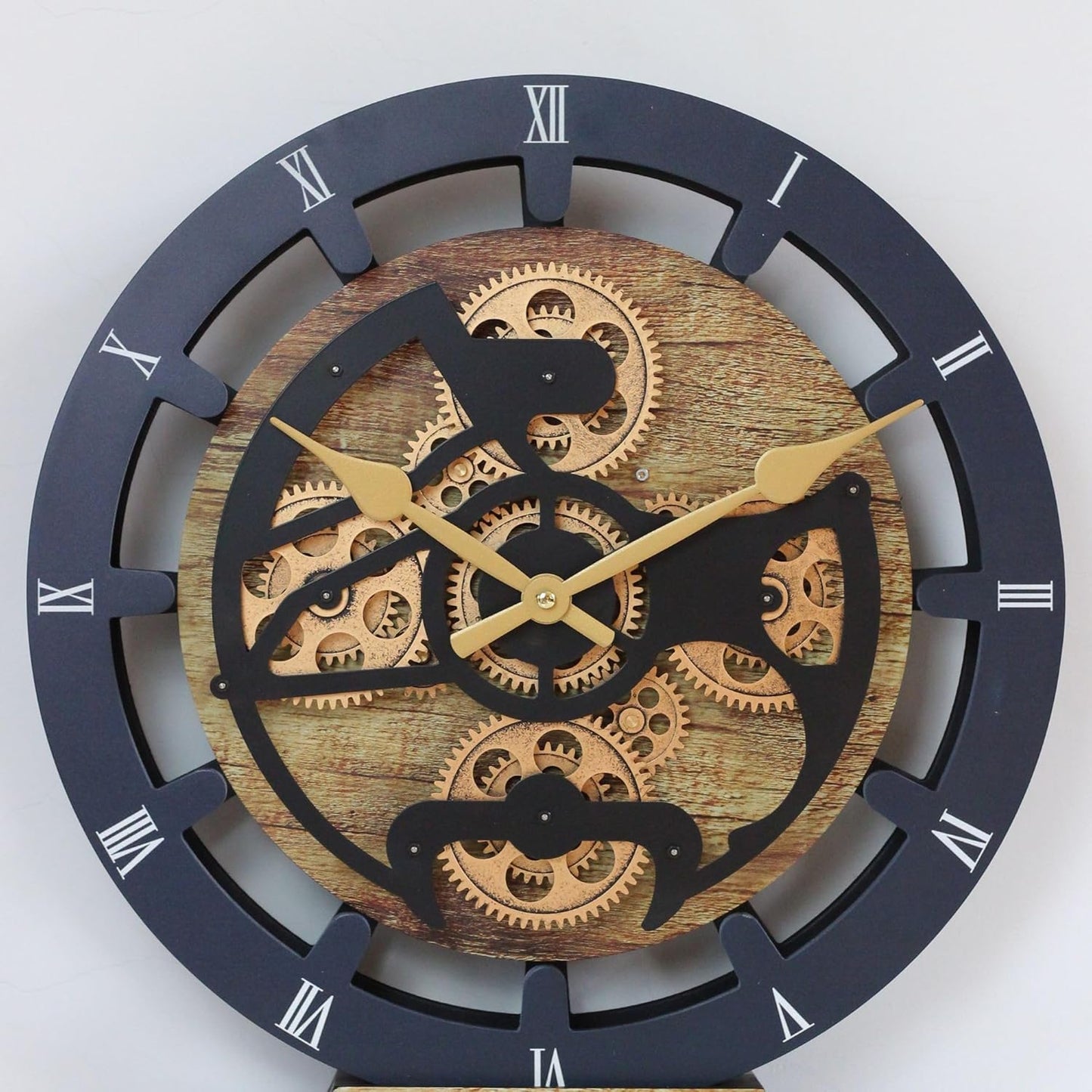 The Gears Clock 16 inches Wall Clock with Real Moving Gears Convertible into a Big Mantel Clock (Gold Antique)