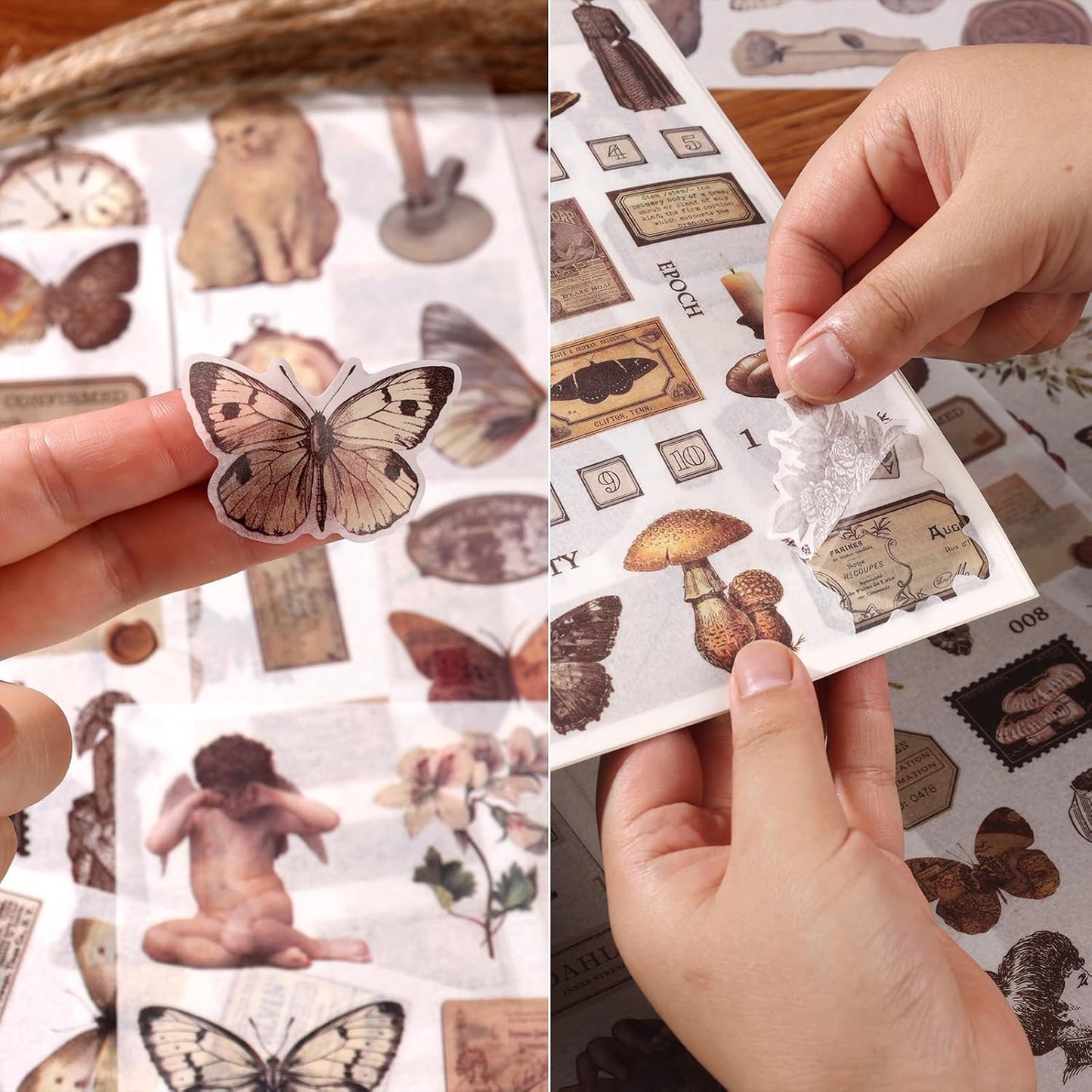 Vintage Ephemera Sticker 24 Sheets 480 precut washi Stickers Paper Journal Stickers for Adults Junk Journal Sticker Book Scrapbooking Supplies