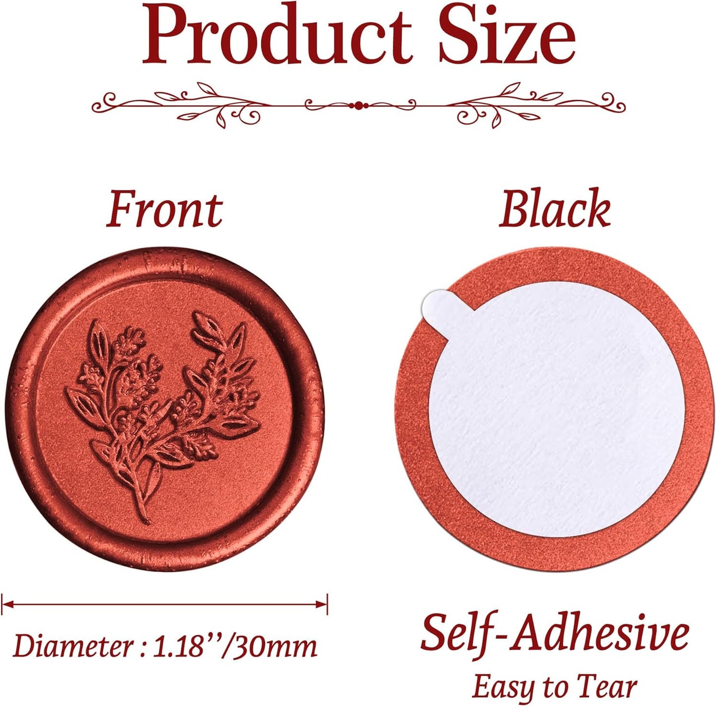 Handmade Wax Seal Stickers - Wedding Invitation Envelope Seal Stickers, 25 Pcs Self- Adhesive Stickers, Perfect for Invitation, Christmas, Gift Wrapping (Eucalyptus Style, Red Wax)