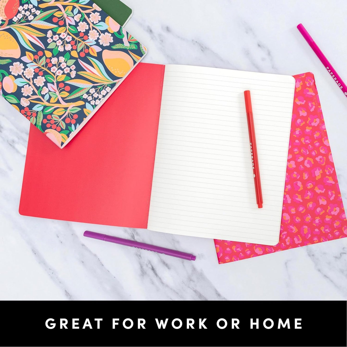 PAPERAGE Soft Cover Lined Journal Notebook, 2 Pack, (Bright Cheetah), 100 Pages, Large 7.5 inches x 9.5 inches, College Ruled, Ideal for Note Taking & Travel Journal