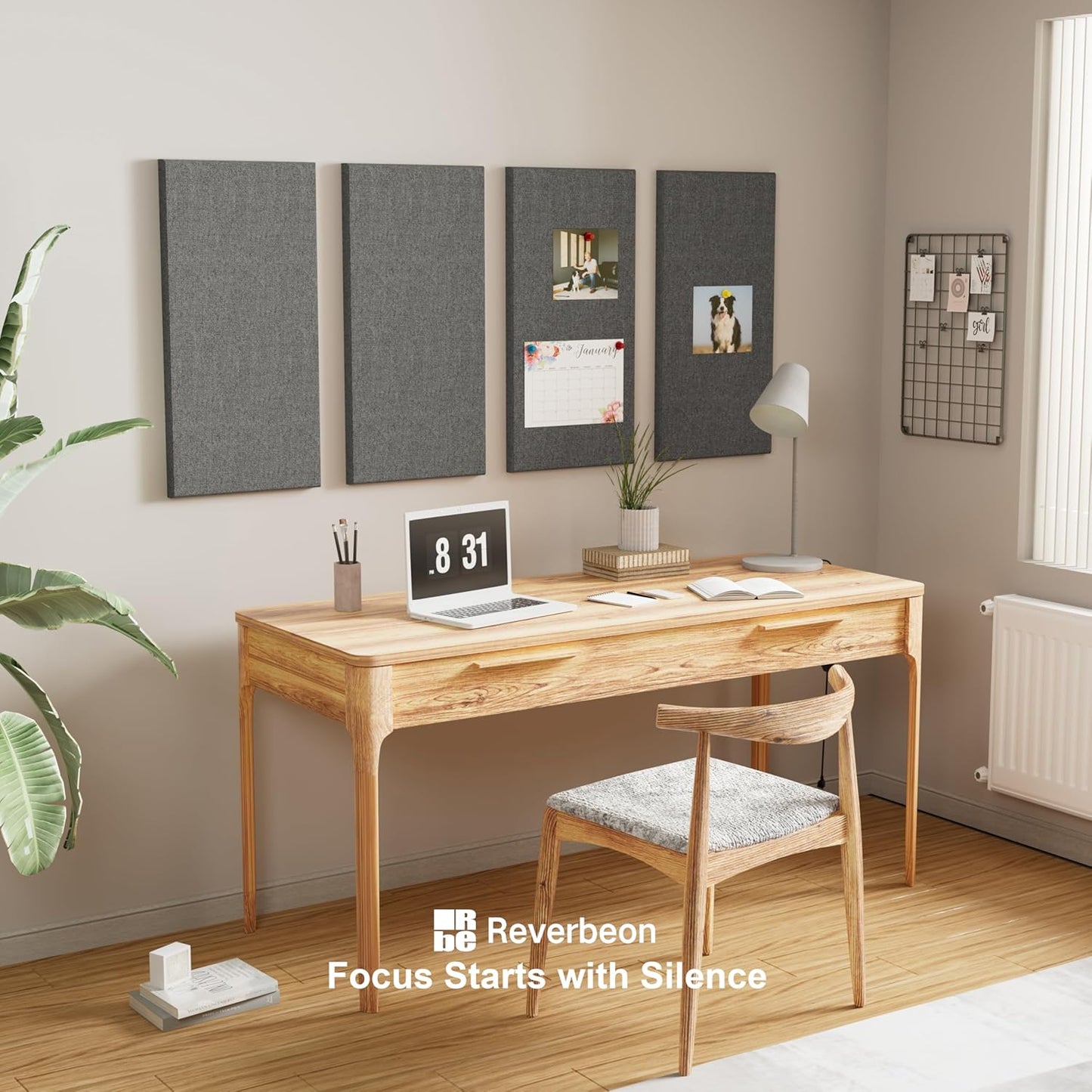 4PCS Acoustic Panels, 24"x12" Fabric Acoustic Panels for Walls, Self-Adhesive Sound Absorbing Panels for Home, Office, Studios (Dark Grey)