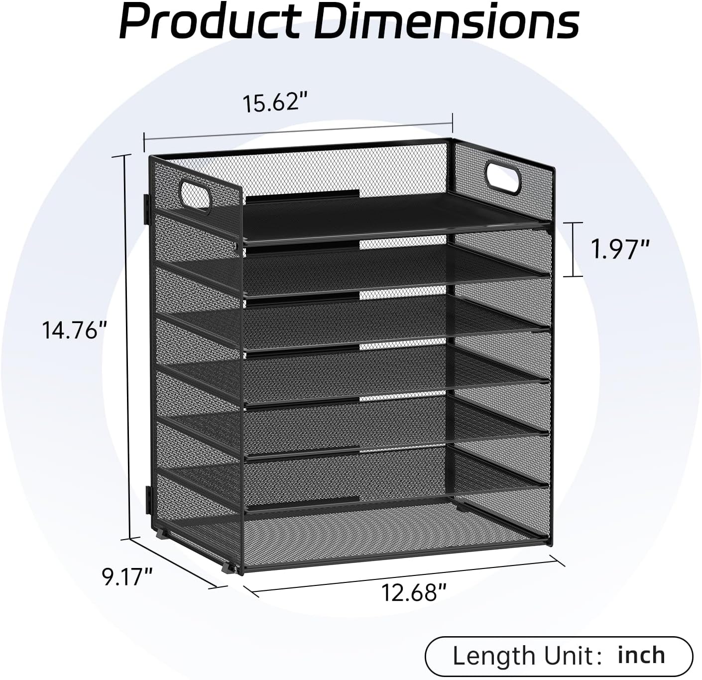 7-Tier Paper Organizer for Desk, Letter Tray with Handle Mesh Desk File Organizer, Workspace Organizers, Paper Sorter Organizer for Office Home School (Black)