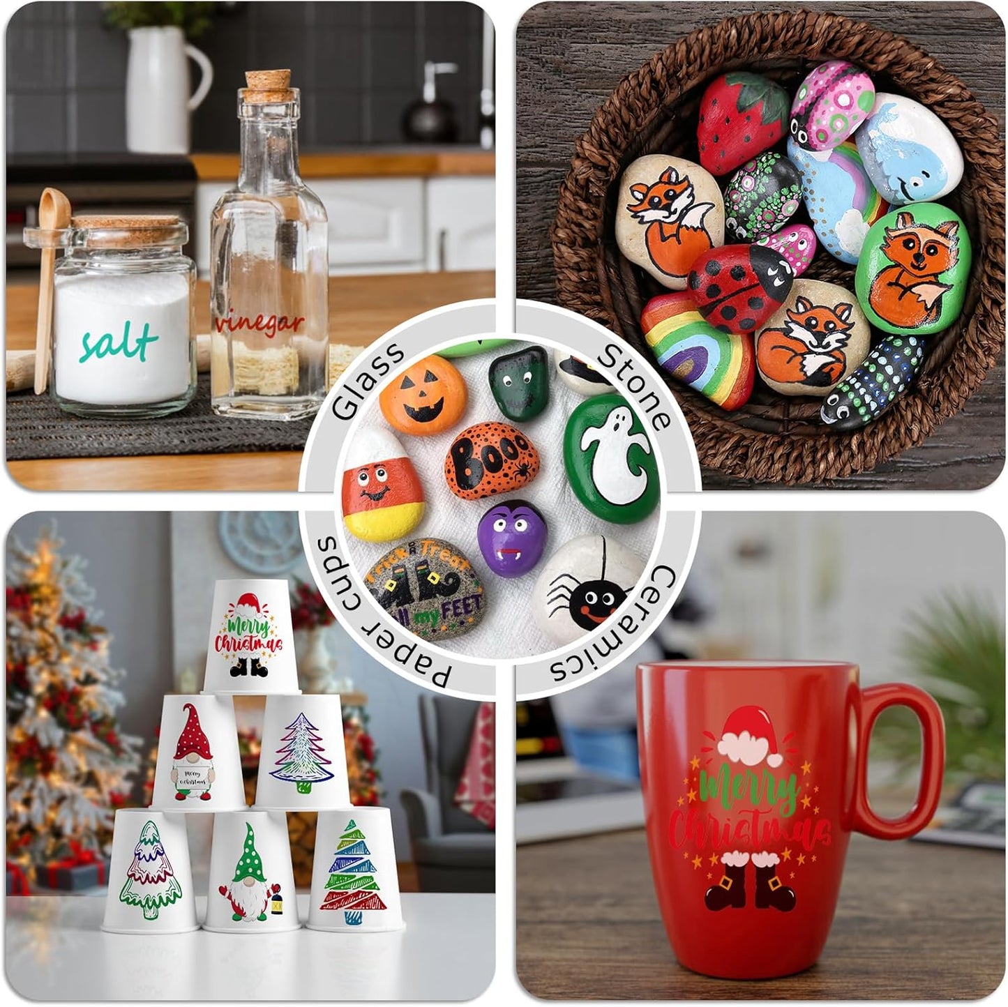 Green Paint Markers, 12 Pack Oil-Based Waterproof Quick Dry Permanent Paint Pen Set for Rocks Painting, Wood, Fabric, Plastic, Canvas, Glass, Mugs, Metal, Tire, Stone, DIY Craft