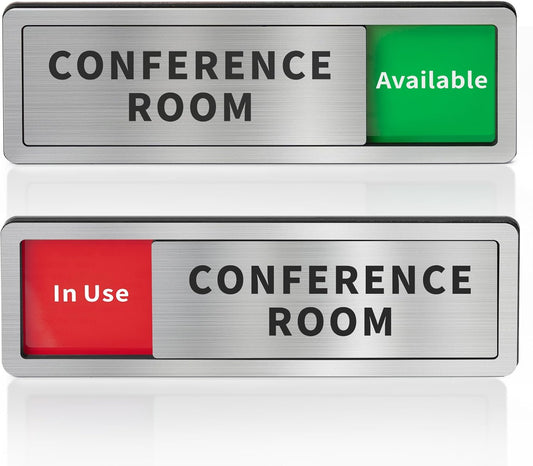 Conference Room Sliding Door Signs - In Use/Vacant/Occupied with Reversible Slider for Wellness & Privacy Office - 8inx2.6 inches