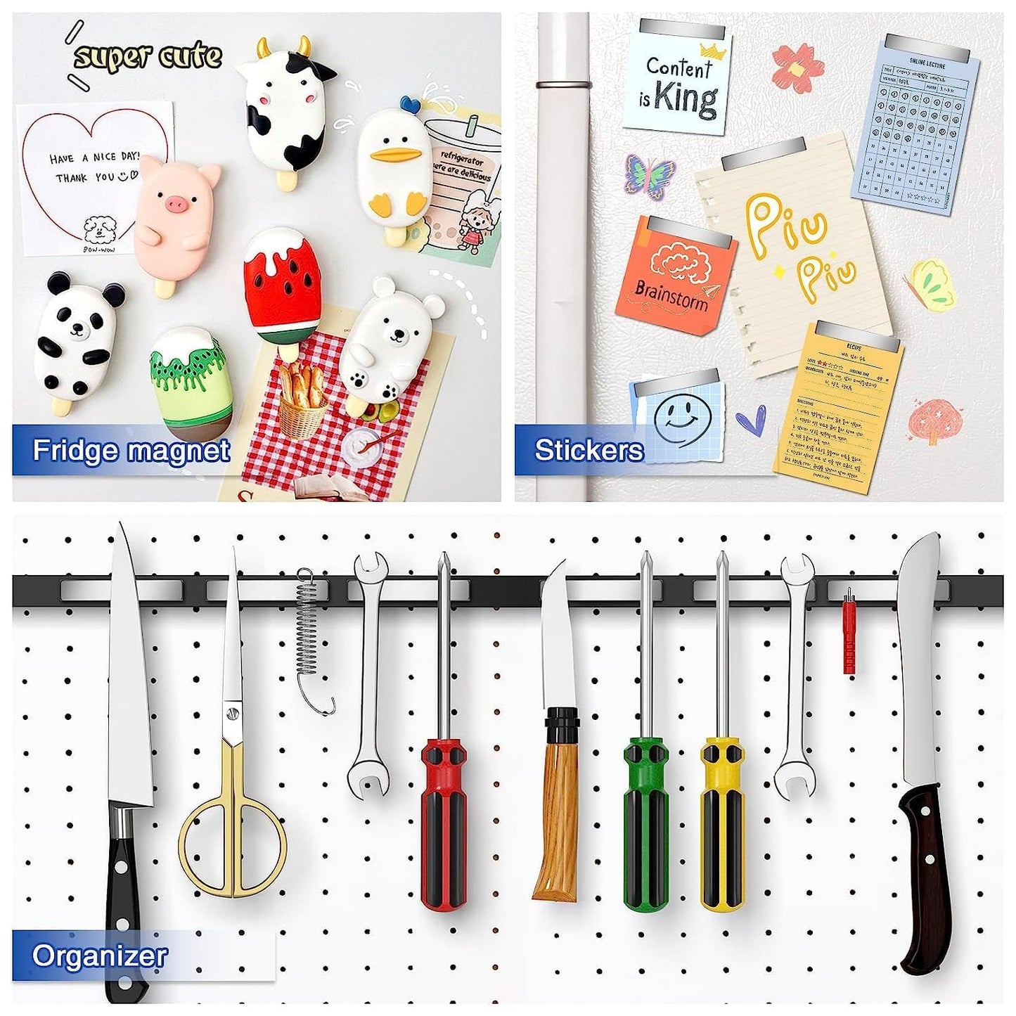 Grtard 4Pack Neodymium Magnet Bar, Powerful Bar Magnets, Magnet Strips Heavy Duty, Strong Rare Earth Magnets with Double-Sided Adhesive for Craft, Fridge, Kitchen, Office - 60 x 10 x 3 mm