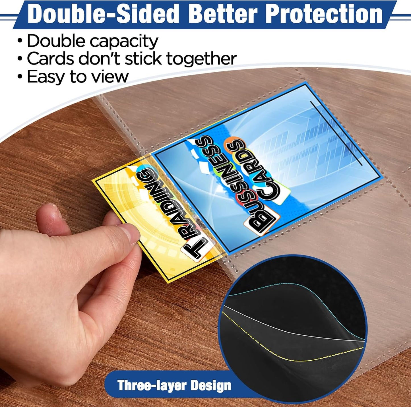 648 Pockets Double Side Trading Card Sleeves, Fabmaker 9 Pocket Card Sleeves Binder Sheets for 3 Ring Binder, Long-Lasting Trading Cards Binder Sleeves Fit for MTG, Baseball, Game, Business Cards