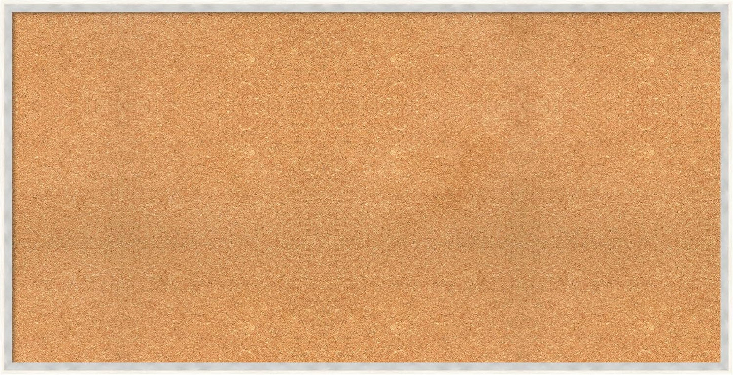 Amanti Art Natural Cork Board for Wall, 25x49 Vision Board with White Frame, Oversize Corkboard Office Decor for Home Organization, Modern Corkboard Pinboard to Display Items for Home Organization in