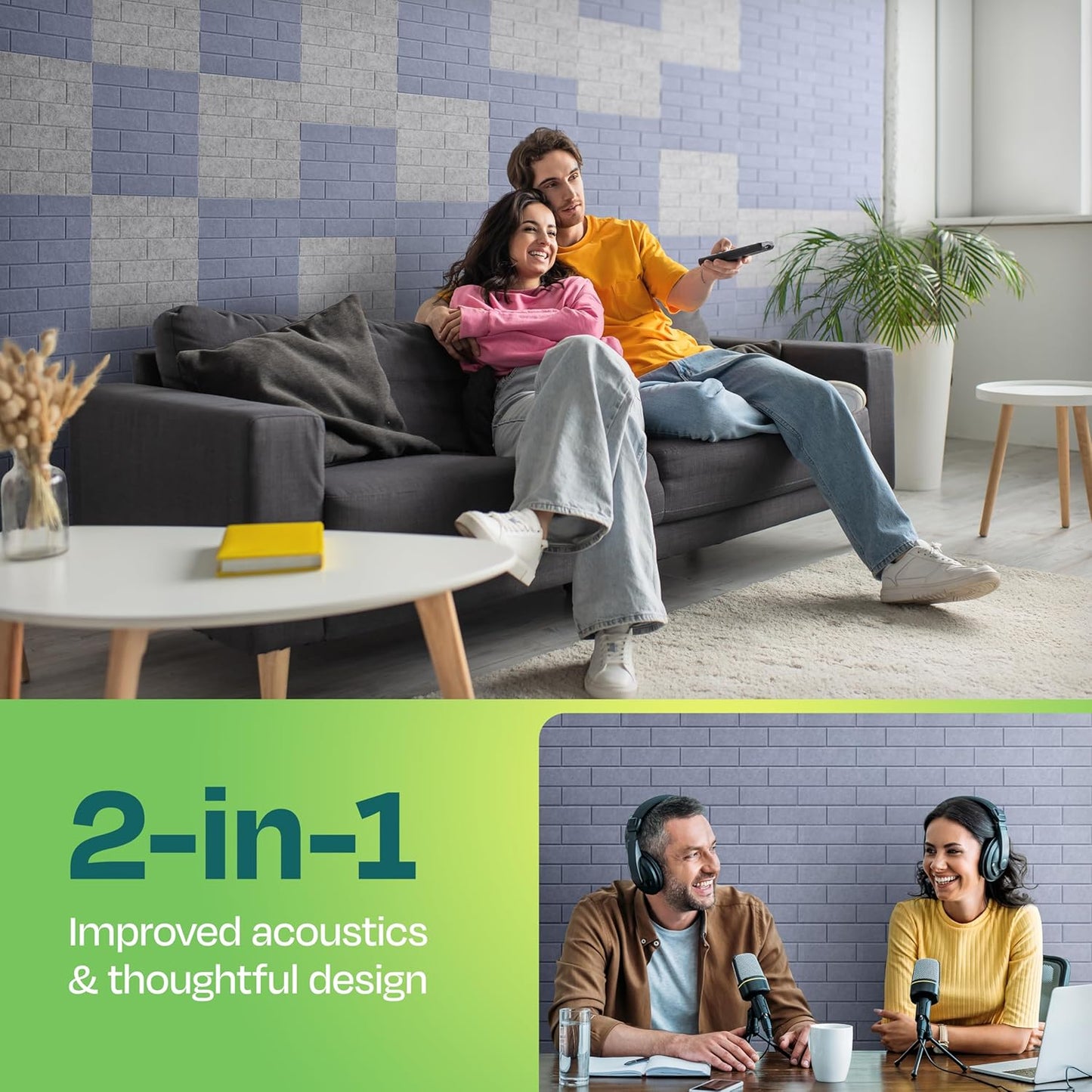 Acoustic Panels 18-Pack Soundproof Wall Panels 12"X12"X0.4" Brick Style Sound Panels Premium Sound Dampening Panels Easy Self Adhesive Installation - [Dusky Gray]