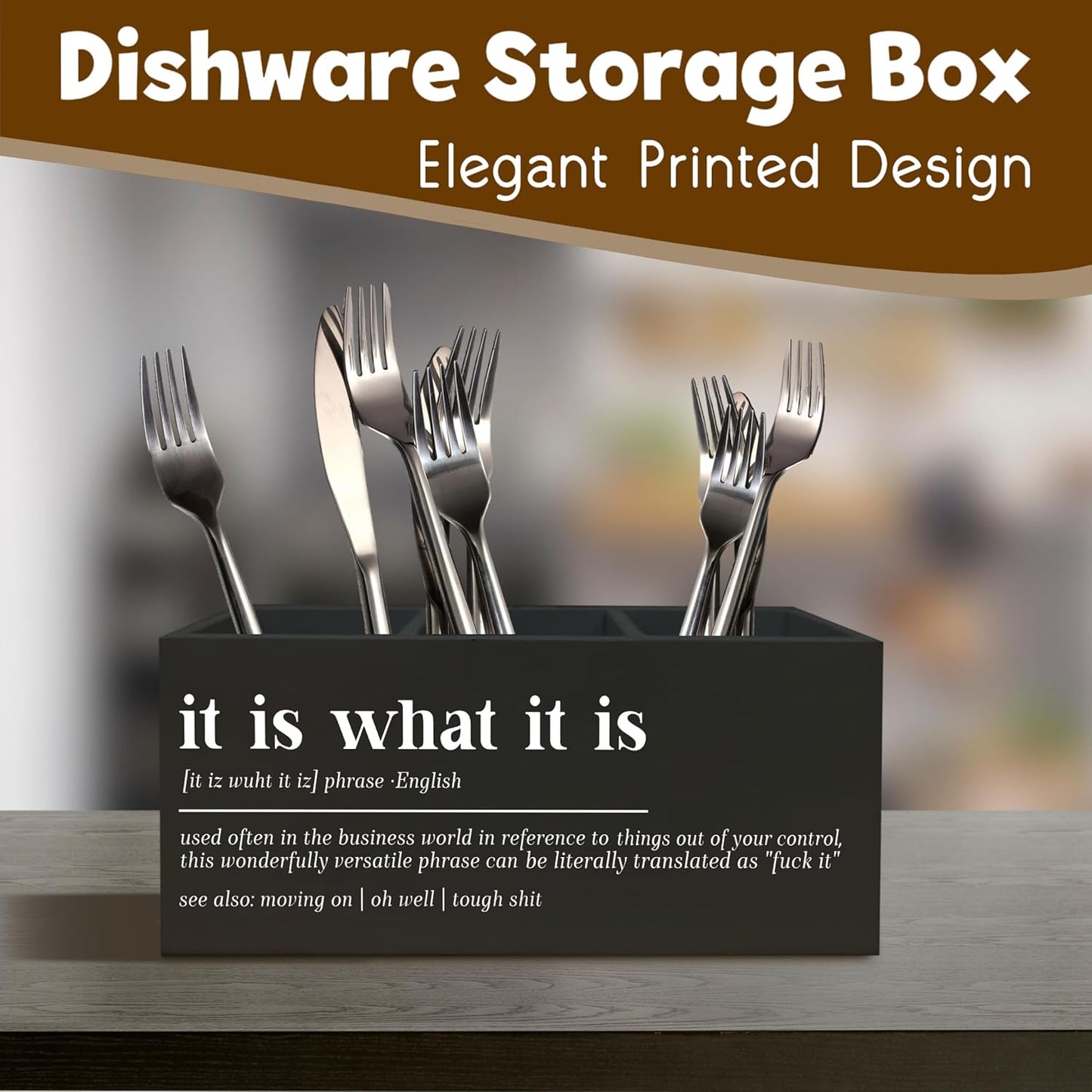 Funny Office Black Desk Pen Holder, It Is What It Is Funny Gifts for Coworkers Funny Signs Wooden Pencil Holder Decor for Office Bathroom Shelves Boos Desk Accessories