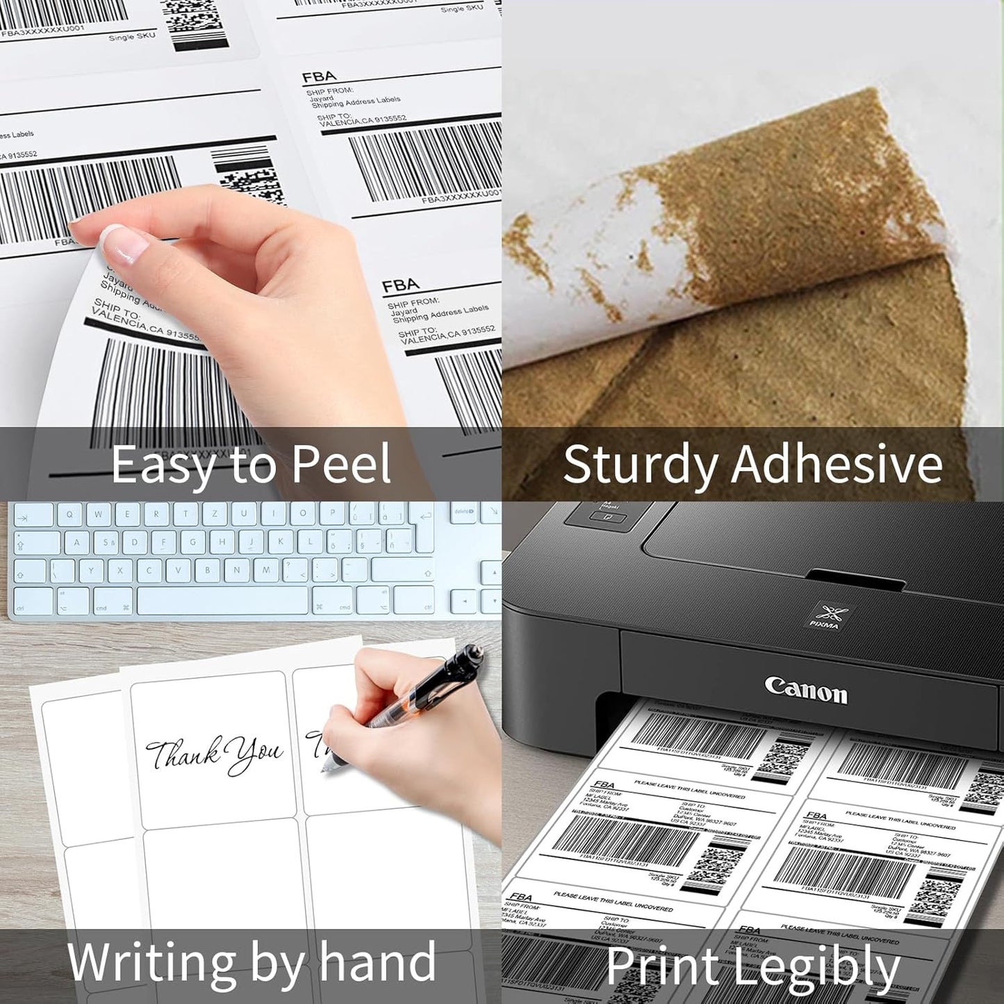 6 UP Labels, 4" x 3-1/3" Shipping Address Labels for Laser Inkjet Printer, Self Adhesive, Blank Mailing Sticker Paper (4000 Sheet=24000 up)