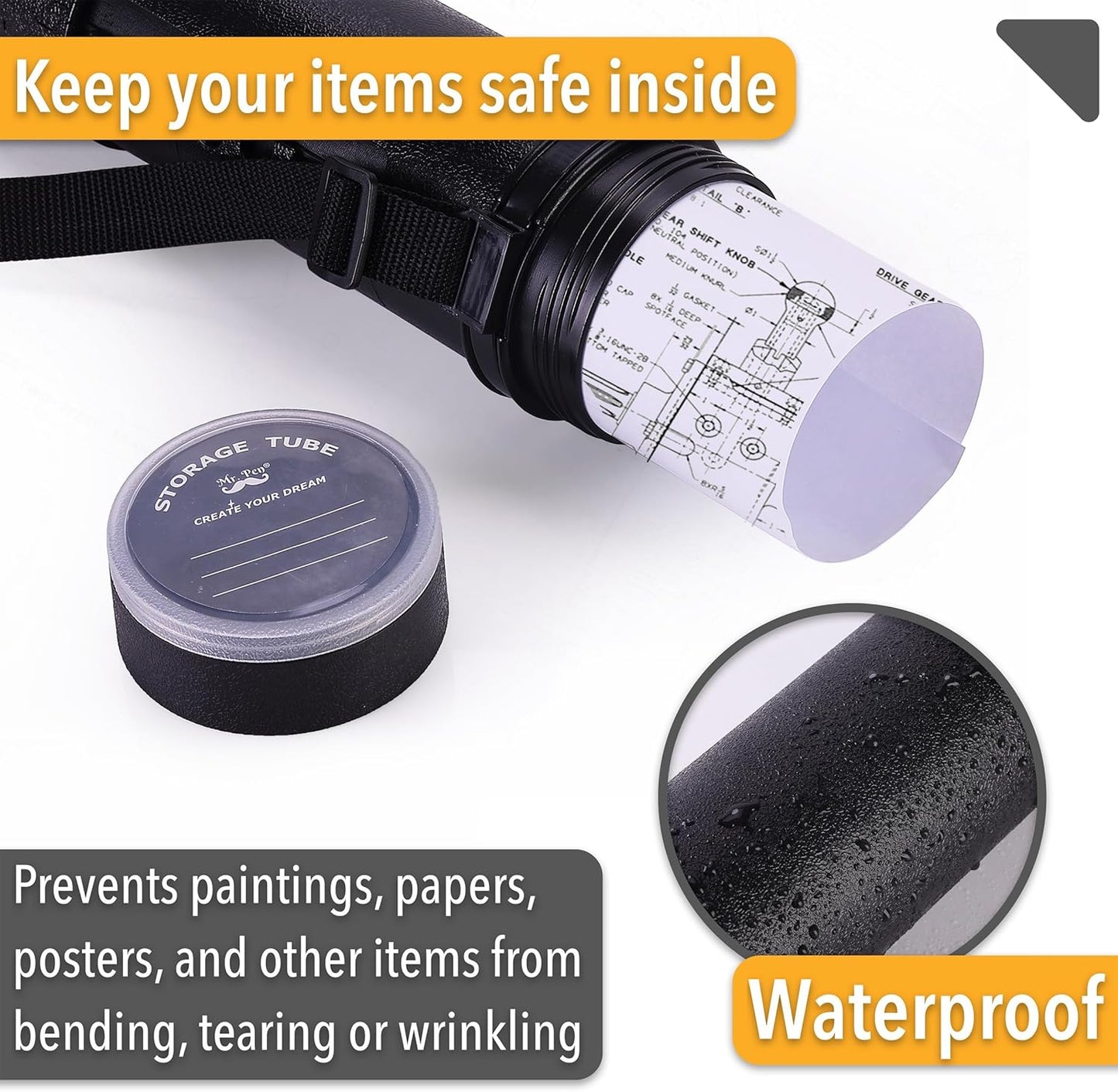 Mr. Pen- Poster Tube, 2 Pack, Black and Green, Extendable Poster Tube with Strap, Poster Carrying Case, Telescoping Tube, Art & Poster Transport Tubes, Poster Tubes for Storage, Poster Holder Tube