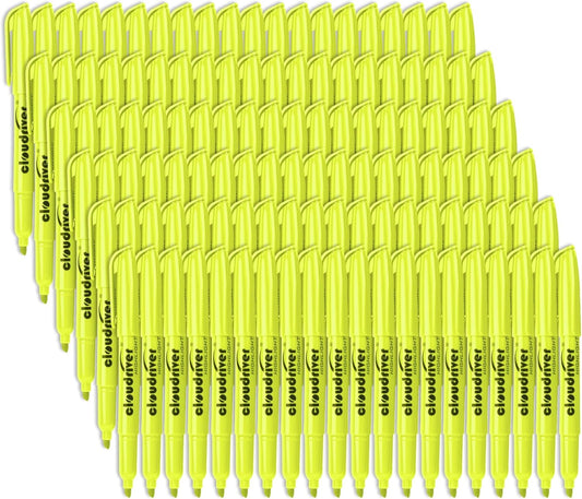cloudriver Yellow Highlighters, Bulk Pack Of 120, Bright Color Highlighter, Chisel Tip, Quick Drying Ink, Highlighters Suitable For Home, School, Office And Shop