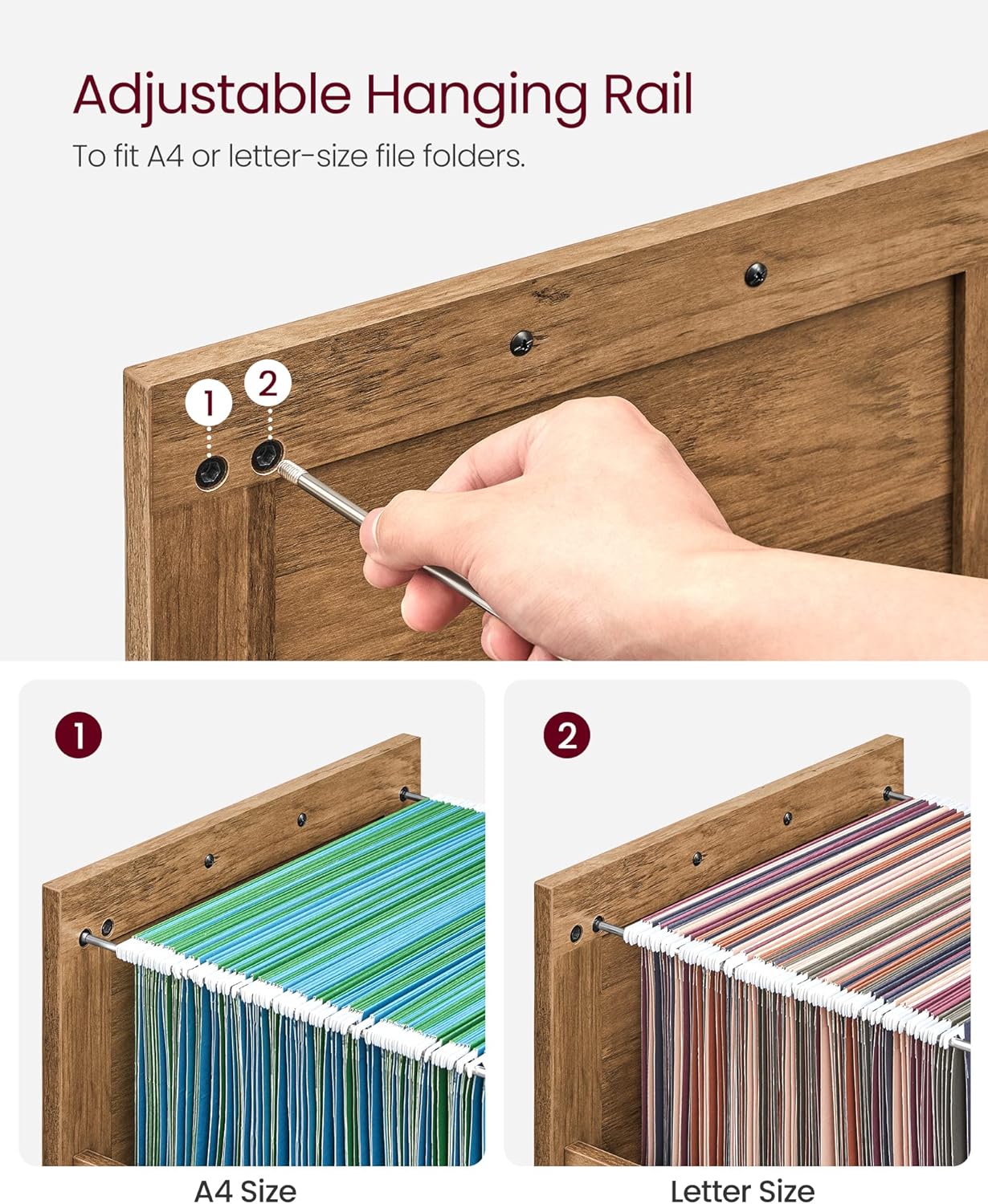 VASAGLE File Cabinet, Filing Cabinet with 2 File Drawers, Printer Stand, Fit A4, Letter Size, Hanging File Folders, Modern Farmhouse Style, for Home Office, Honey Brown UOFC048T41