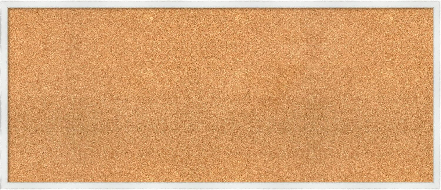 Amanti Art Natural Cork Board for Wall, 21x49 Vision Board with White Frame, Oversize Corkboard Office Decor for Home Organization, Country Rustic Corkboard Pinboard to Display Items for Home