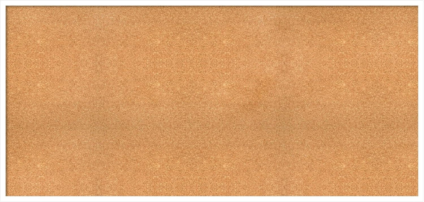 Amanti Art Natural Cork Board for Wall, 29x61 Vision Board with White Frame, Oversize Corkboard Office Decor for Home Organization, Modern Corkboard Pinboard to Display Items for Home Organization in