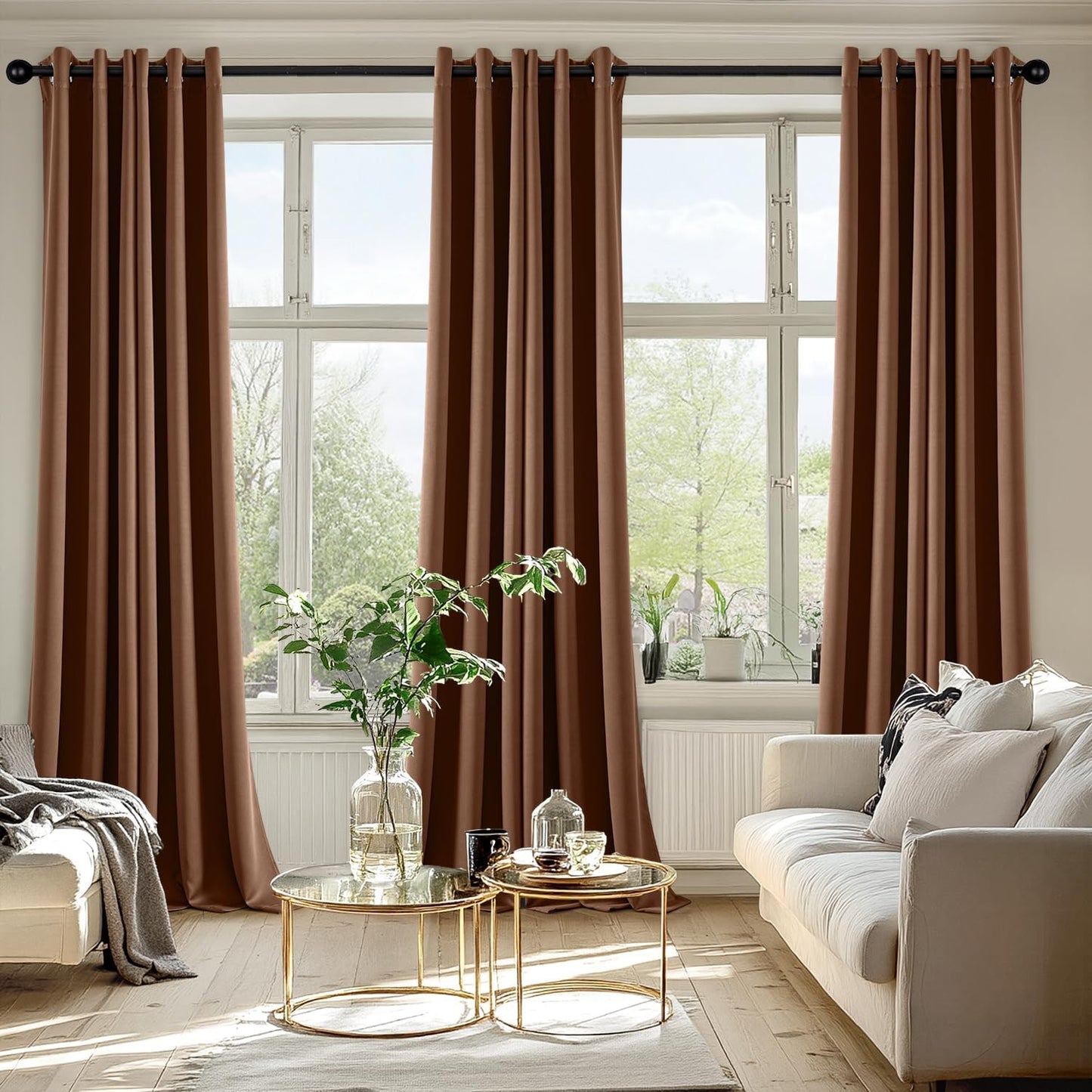 MIULEE Blackout Curtains for Bedroom Living Room 90 Inches Long 2 Panels, Thermal Insulated Room Darkening Drapes Solid Grommet Noise Reduction Light Blocking Window Treatments 40x90 Inch Mocha Brown