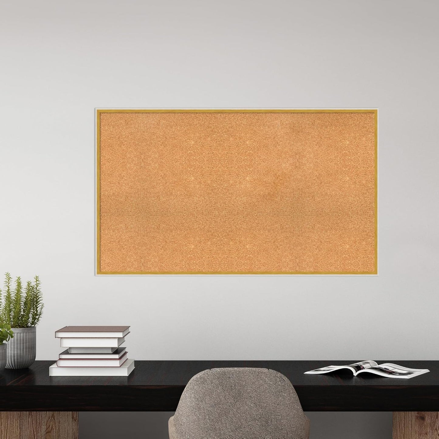 Amanti Art Natural Cork Board for Wall, 29x49 Vision Board with White Frame, Oversize Corkboard Office Decor for Home Organization, Modern Corkboard Pinboard to Display Items for Home Organization in