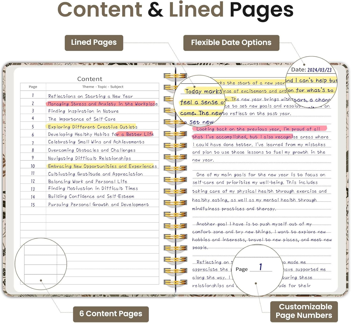 Lined Spiral Notebook Journal for Work, 300 Pages Thick B5 (7.1"x10") College Ruled Journal for Women & Writing, Hardcover Notebook for Note Taking, Perfect for Office Home School, Magical Forest