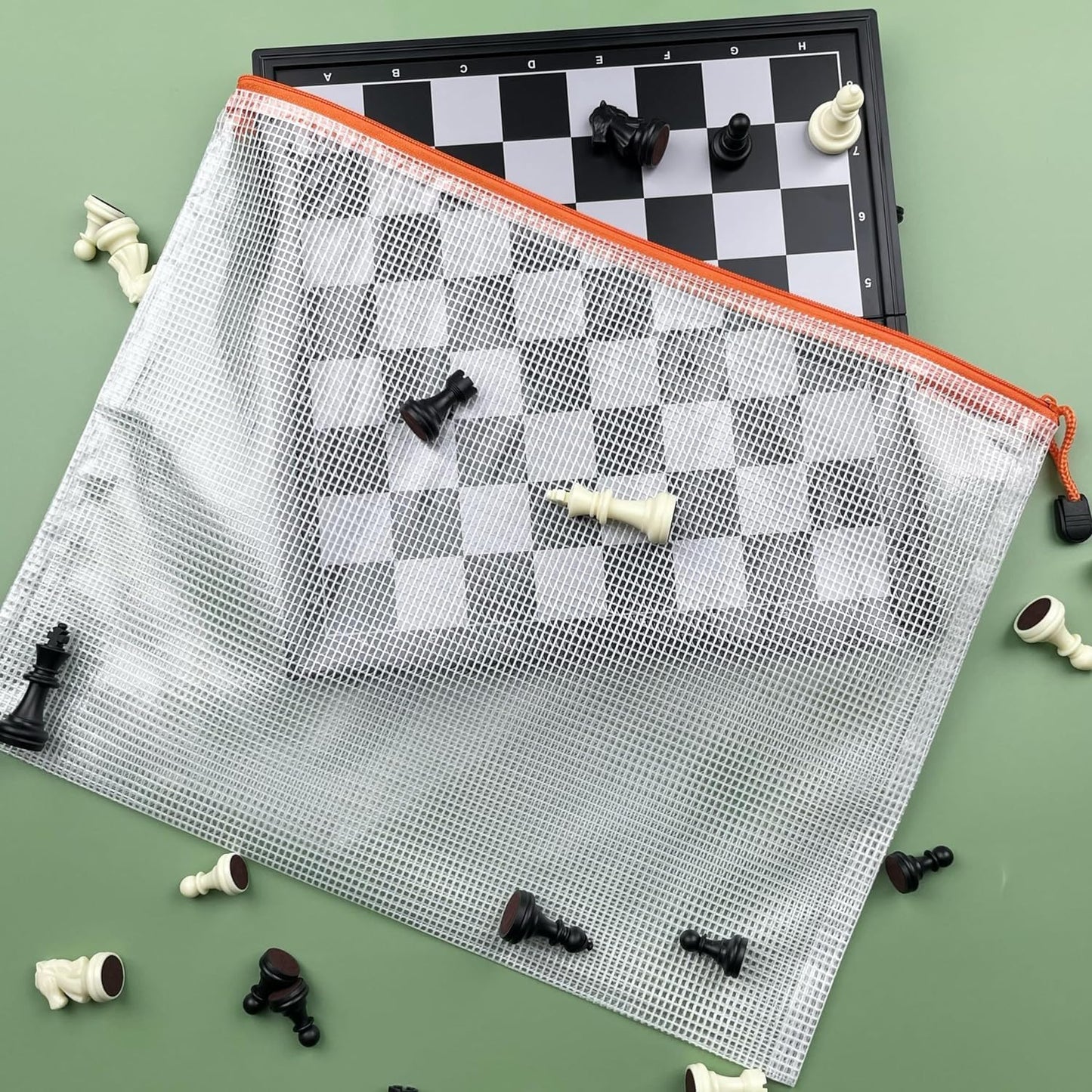 Oaimyy-20 PCS-5" x 7"-Mesh Zipper Pouch, Plastic Zip File Folders Puzzle Bags for Organizing,Office Supplies,Travel,Home Storage,Color