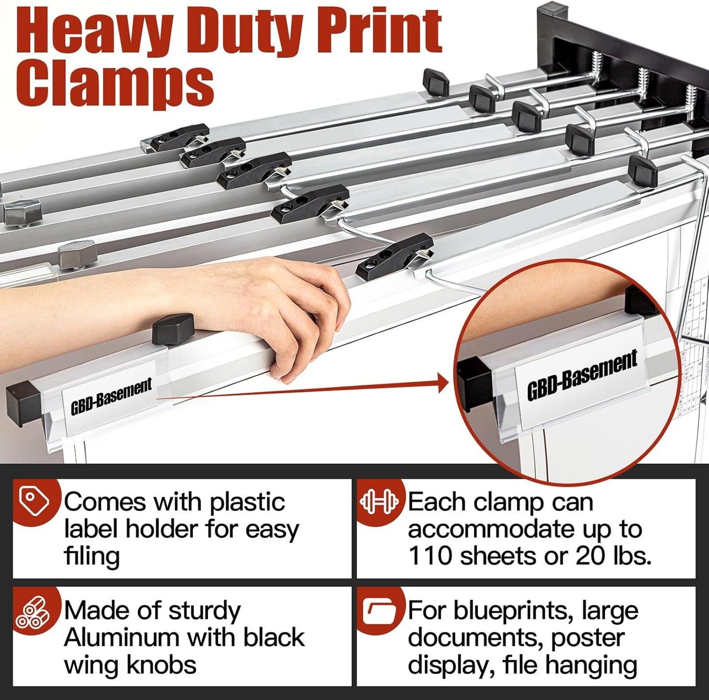 Estune 24 Pcs Blueprint Hanging Clamps Binding Strips Storage for Construction Paper Poster Plans Drawings Arts (24 Inches)