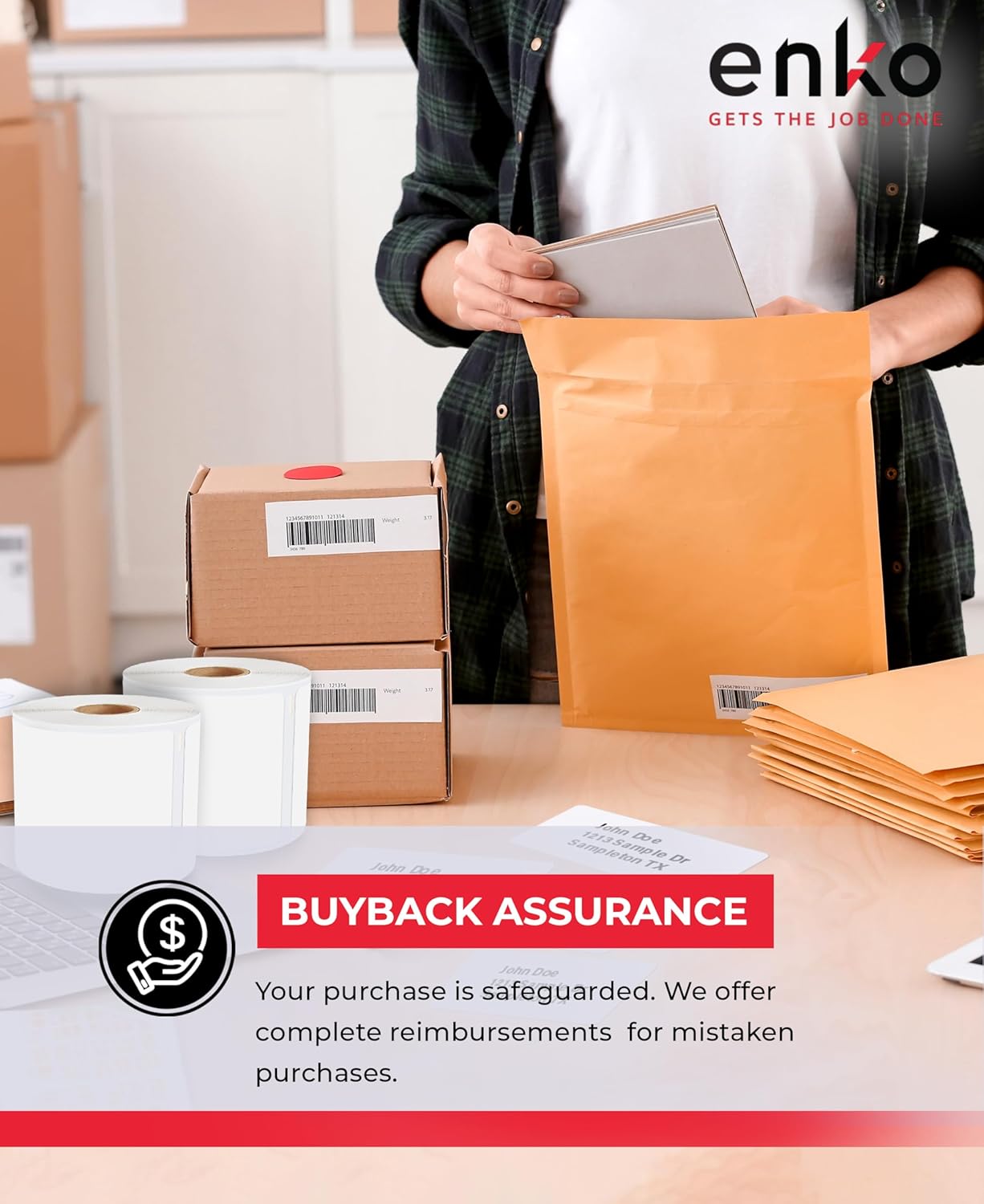 enKo (12 Rolls, 2640 Labels) Address & Shipping Labels 30323 (2-1/8 x 4") Compatible for Dymo LabelWriter