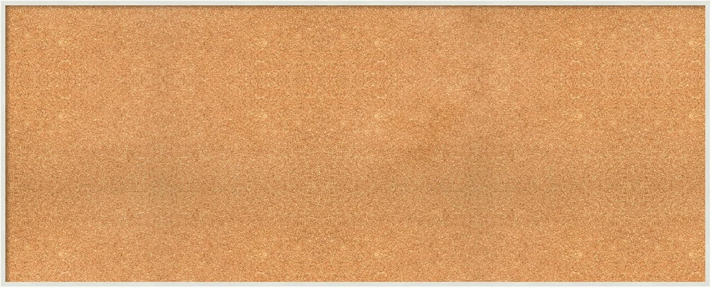 Amanti Art Natural Cork Board for Wall, 25x61 Vision Board with White Frame, Oversize Corkboard Office Decor for Home Organization, Modern Corkboard Pinboard to Display Items for Home Organization in