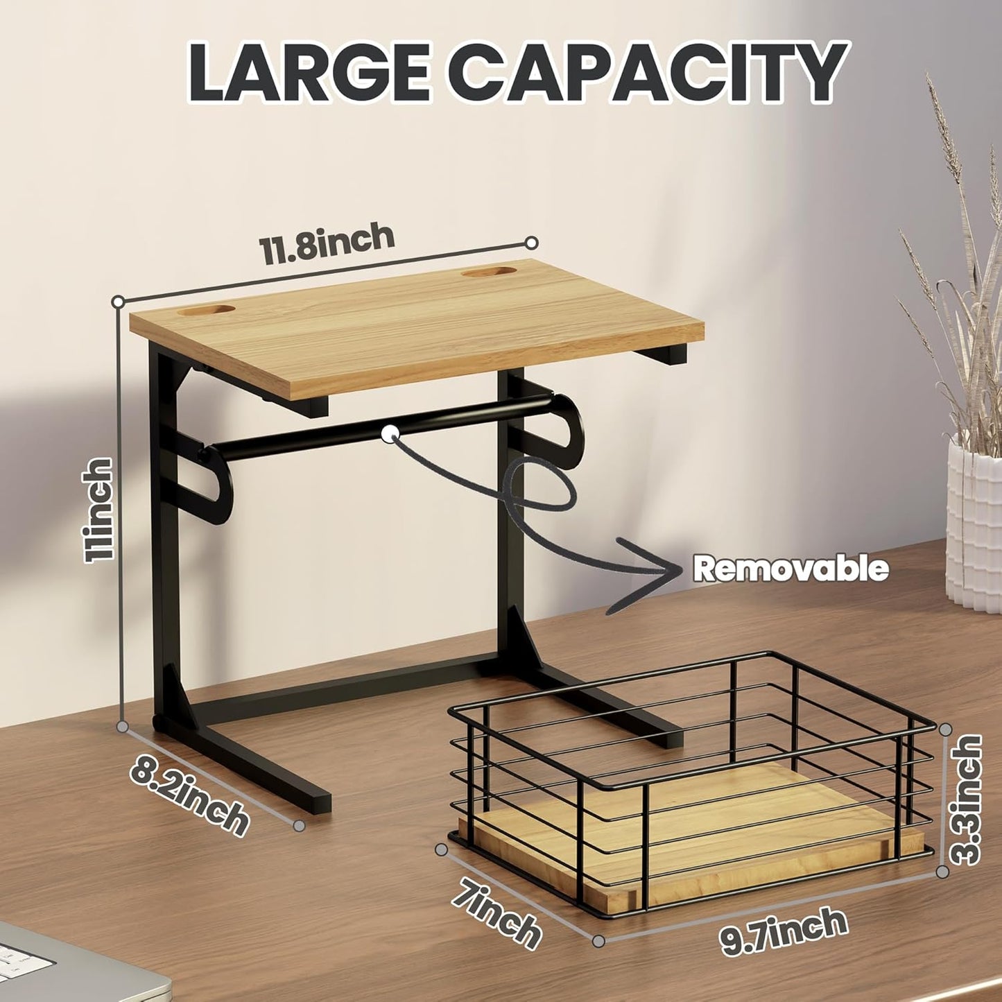 Label Holder for Rolls and Fan-Fold Labels, Wooden Thermal Sticker Roll Holder for Desktop Thermal Label Printer, Solid Shipping Label Holder & Desktop Label Printer Accessory Supplies for Home,Office