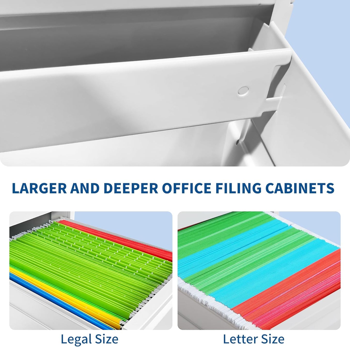 3-Drawer Locking Vertical File Cabinet, Metal Storage Cabinet for Office/Home – Secure Vertical Filing for Letter/Legal/A4/F4 Documents, Easy to Assemble Steel Cabinet (White, 3 Drawer-40 H)