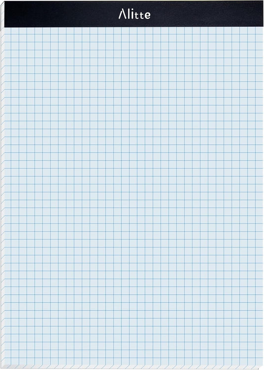 Graph Paper Pad, Pack of 1, White Letter Size - 4x4 Quad Grid Paper, Easy-Tear Perforations, 8.5 x 11 Cardboard Backing - Graph Notepads for School, Office -50 Sheets per Pad