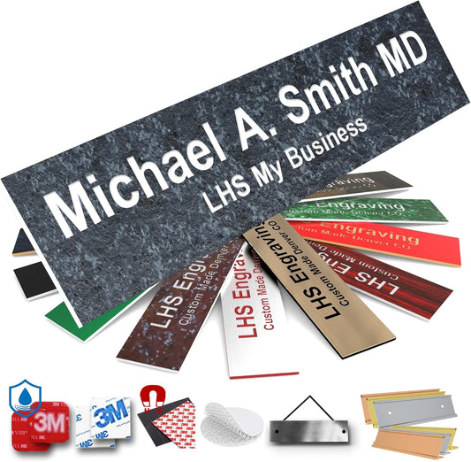 Engraved Door Signs for Office Personalized Mojave Plastic Door Plaque White Letters - Made in USA 2x10 N8