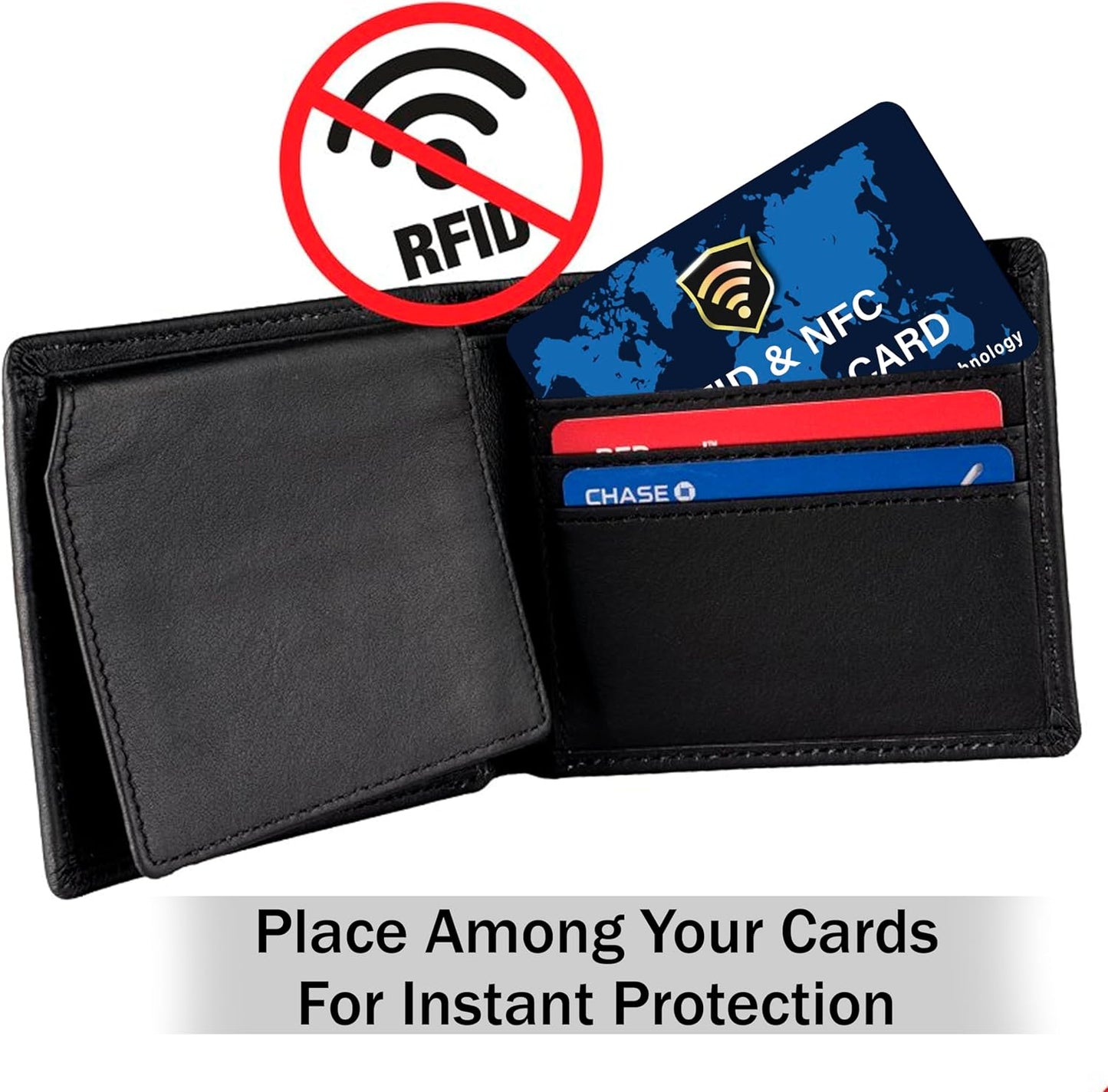 SaiTech IT 5 Pack RFID Blocking Card NFC Contactless Debit/Credit Card ATM Passport Protector ideal for Men & women slim with World map design perfectly fit in wallet - Blue