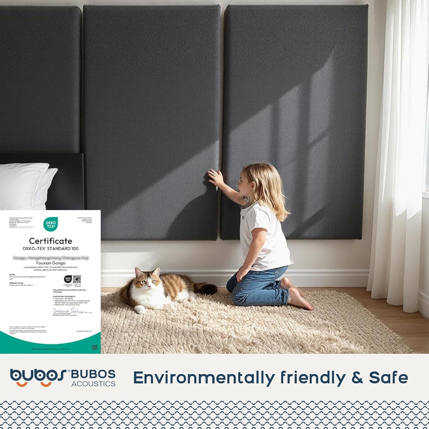 BUBOS 2 PCS Fabric Acoustic Panels,47.2''x23.6'' DecorativeSound Dampening Panels, Art Large Acoustic Wall Panels for Studios, Office, Home Theater,Super CavityPro Grey