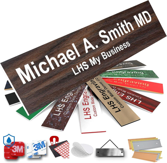 Engraved Custom Door Plate Teak Plastic Office Door Sign with White Letters - Made in USA 2x8 N7