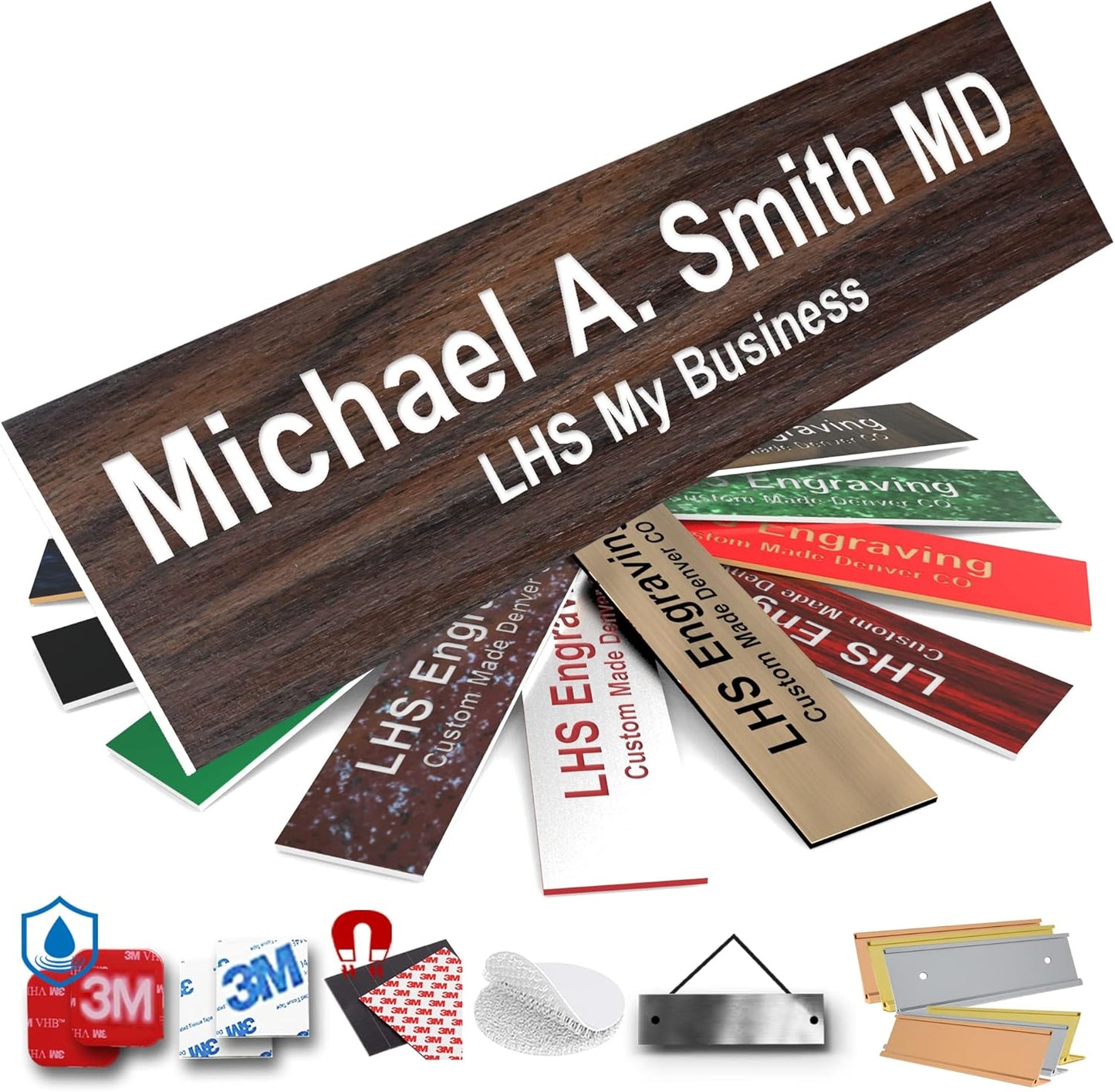 Engraved Custom Door Plate Teak Plastic Office Door Sign with White Letters - Made in USA 2x4 N7