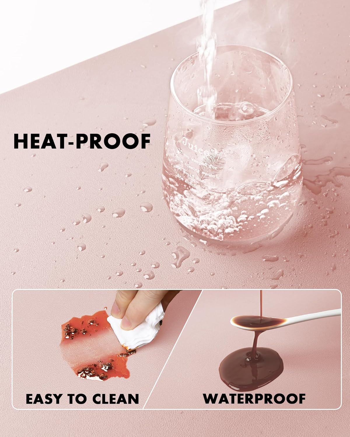 YSAGi Double-Sided Desk Pad, 35.4"x17"Leather Desk Mat, Eco Cork Desk Pad Protector,Large Mouse Pad,Waterproof Desk Blotter for Office/Home(Pink)