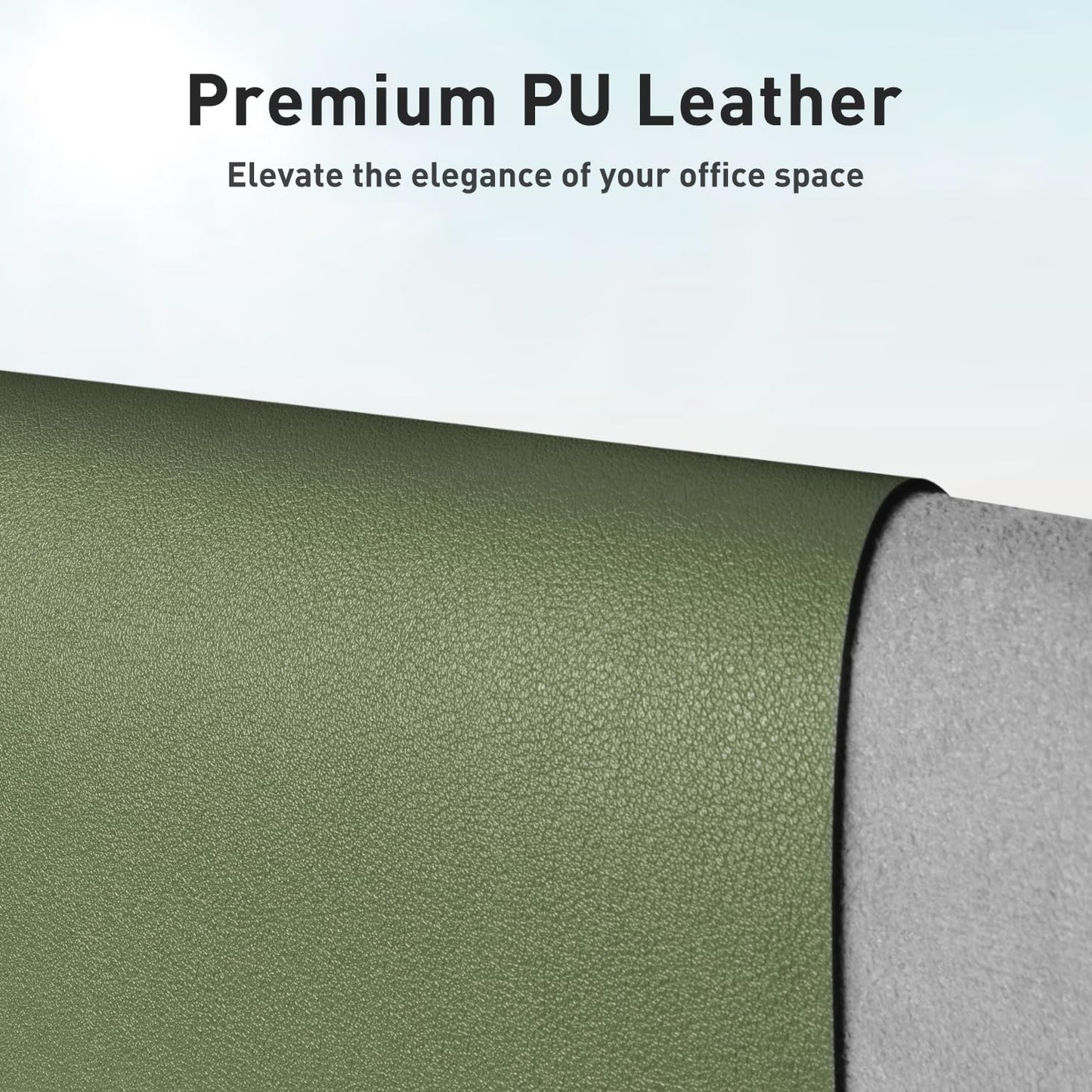 Aothia Leather Desk Pad Protector, Mouse Pad, Office Desk Mat, Non-Slip PU Leather Desk Blotter, Laptop Desk Pad, Waterproof Desk Writing Pad for Office and Home (48"x17", Olive Green)