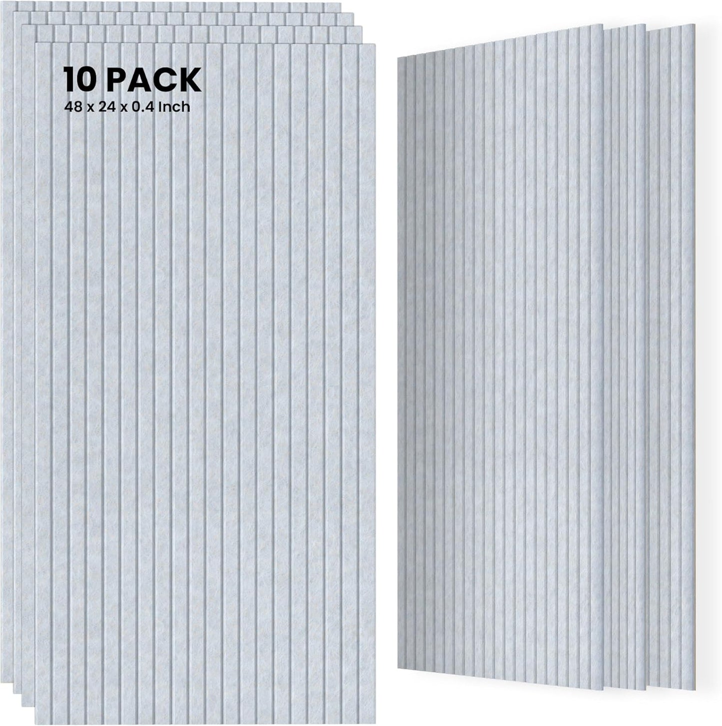 10 Pack Sound Proof Panels for Walls,48 x 24x 0.4 Inch Sound Deadening Panels,Large Acoustic Panels for Media Room, Office and Studio,Light Camel