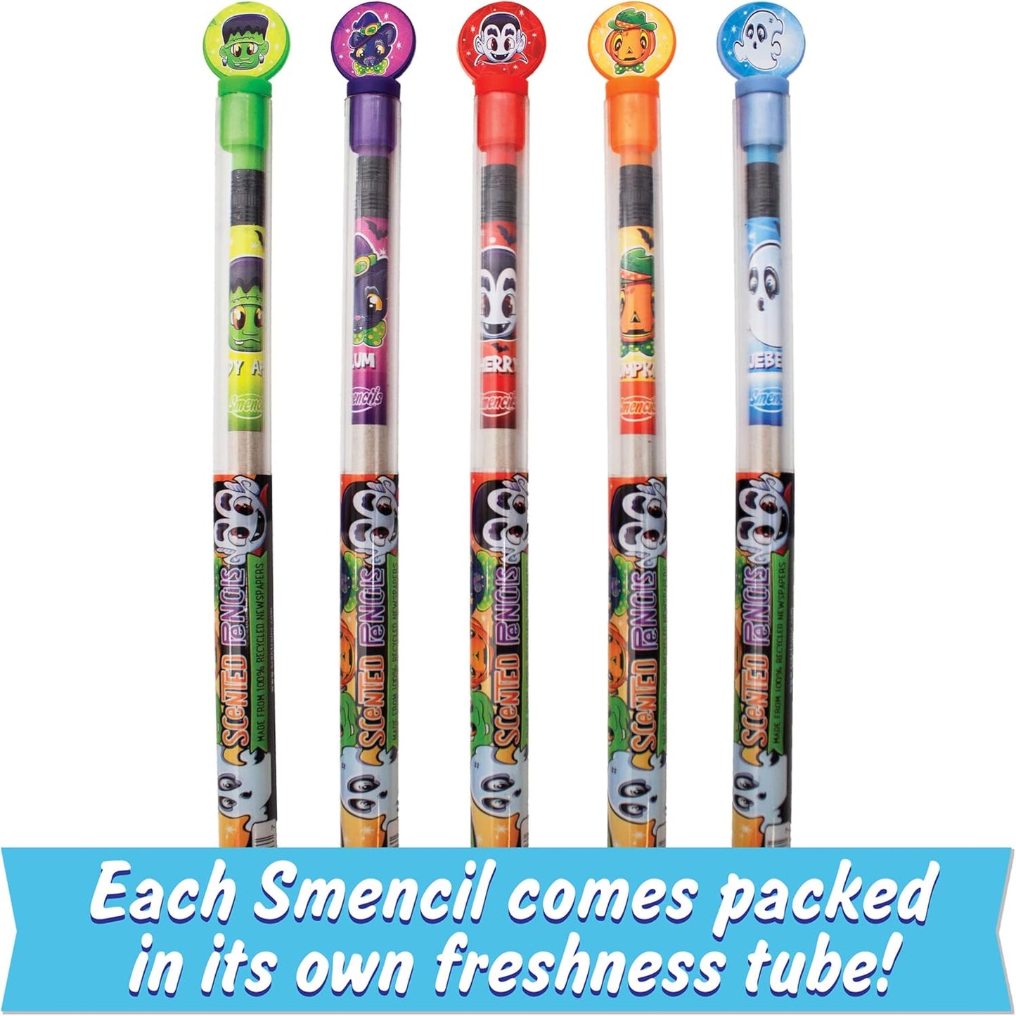 Halloween Smencils Cylinder - HB #2 Scented Smelly Pencils, 50 Count - Gifts for Kids, Party Favors, Classroom Rewards