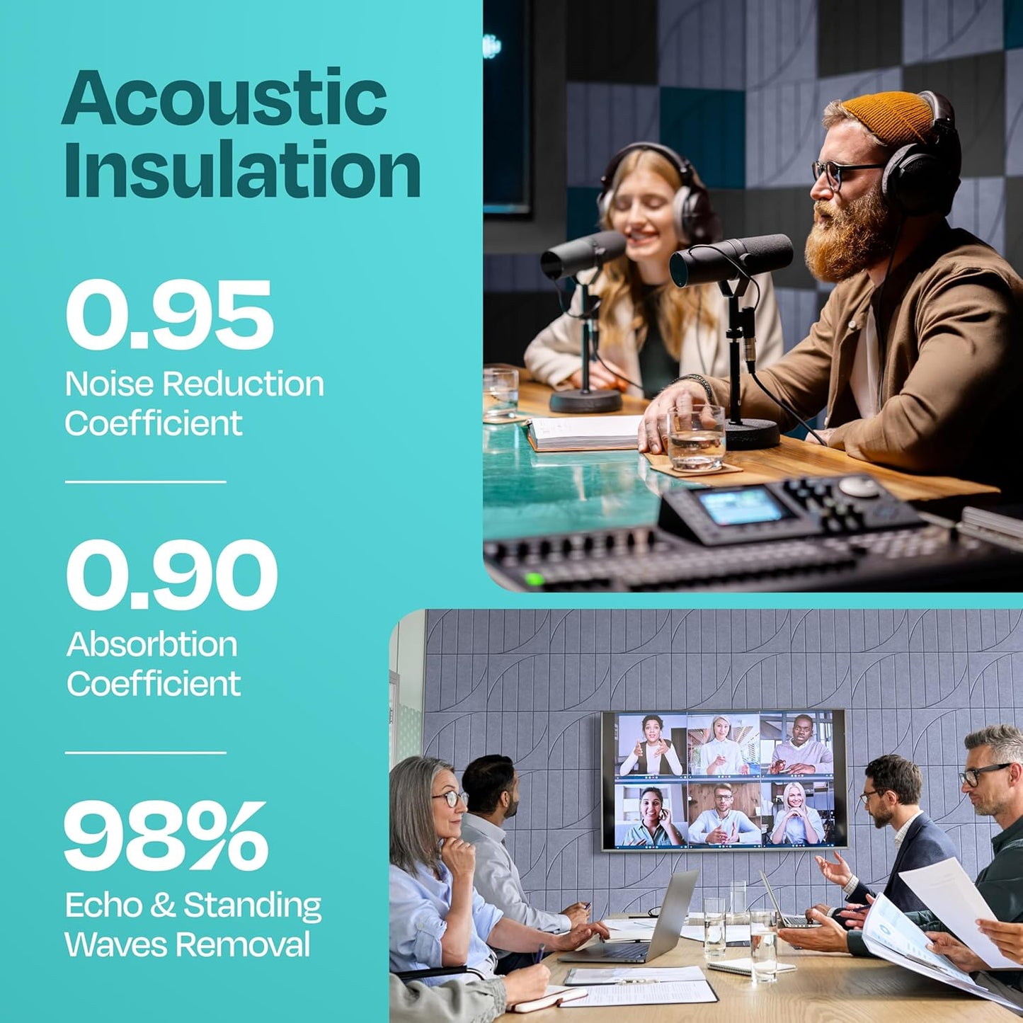 Acoustic Panels 12-Pack Soundproof Wall Panels 12"x12"x0.4" Decorative Sound Dampening for your Home, Office, Studio, Bedroom & More with Unique ModuArc Carving [Dusky Gray]