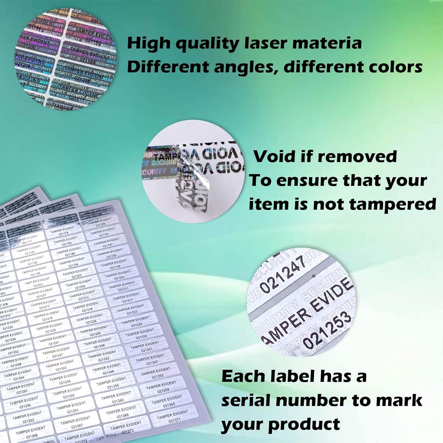 580pcs Hologram Tamper evident Stickers with Unique Serial Number Security Genuine Warranty Seal Labels Tamper Proof Stickers(Silver,1 inch x 0.3 inch,GQYH)